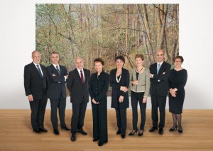 Das offizielle Foto der 7 Bundesrätinnen und Bundesräte zusammen mit Bundeskanzlerin Corina Casanova