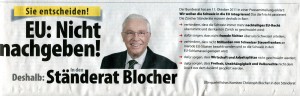 Wahlkampfinserat für Ständerat Christoph Blocher: fünfmal verhindern